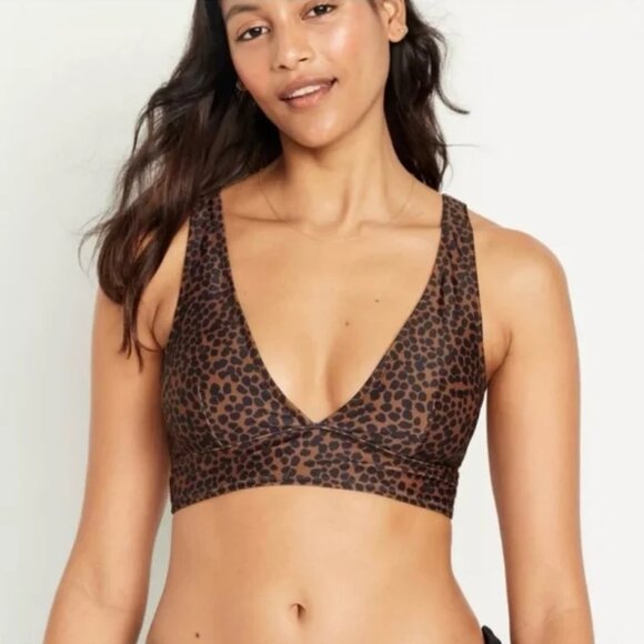 Old Navy Other - Old Navy Brown And Black Animal Print Bikini Top